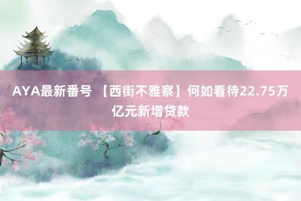 AYA最新番号 【西街不雅察】何如看待22.75万亿元新增贷款